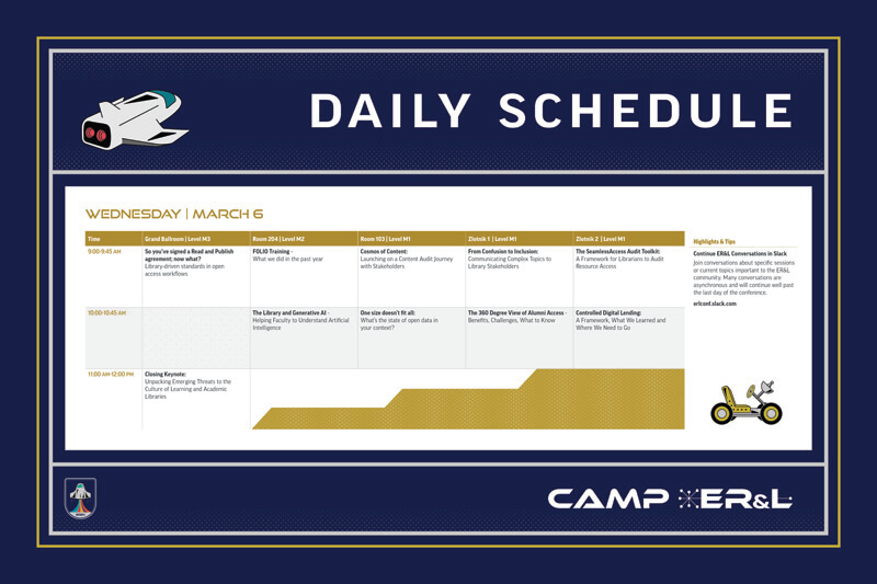 Camp ERL Daily Schedule Gold Poster Design